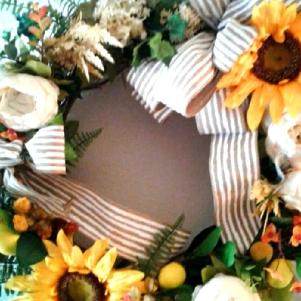 Hand Crafted Wreath Sunflower Multi-seasonal Wreath Handmade Door S…